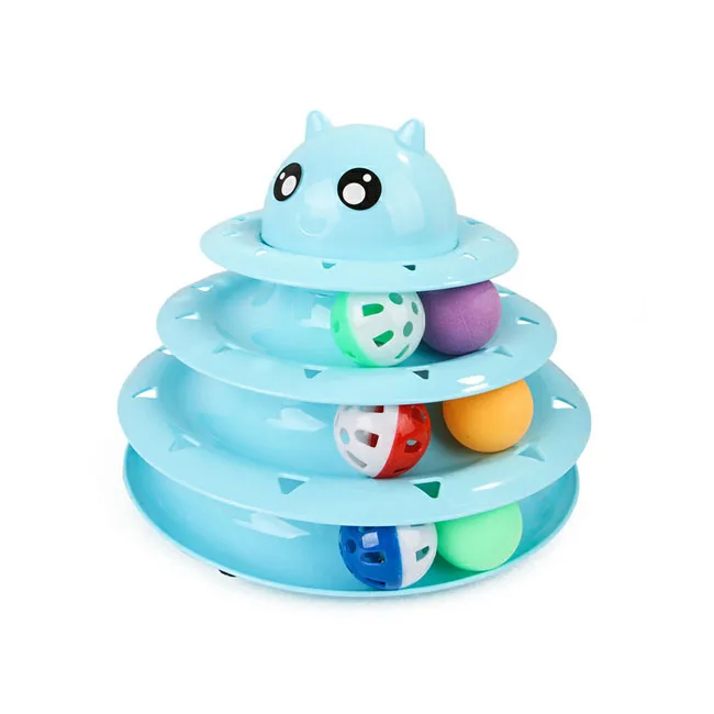

Pet Cat Toy Roller 3-Level Turntable Cat Balls Interactive Kitten Toys For Indoor Cats