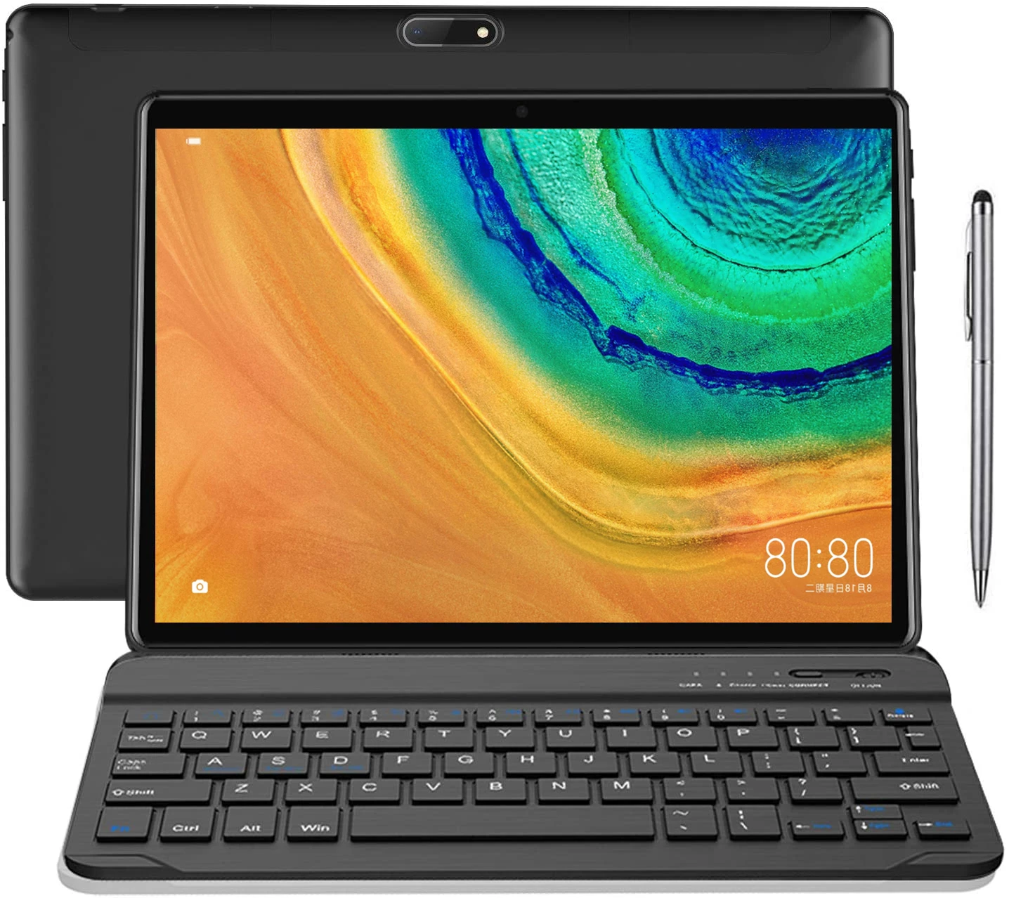 

Tablet 10.1 Inch Android 10 Octa-Core Tablet+Keyboard with 4+64GB Storage,1280*800 IPS HD Display, 5MP and 8MP Cameras(Black)