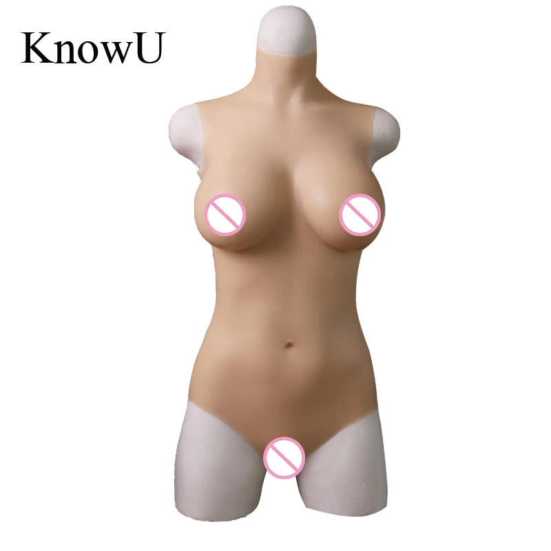 

KnowU Triangle Silicone Bodysuit Crossdresser Including Catheter C D E Cup False Breast Shemale Transgender Bodysuit Body