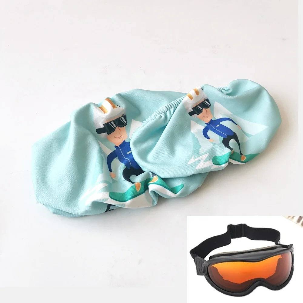 

Goggle cover colorful microfiber fabric mirror cover pouch silkscreen printing with Logo ski goggle cover, Gray,blue,pink,etc.