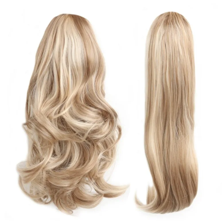 

Razer hair Wholesale price blonde long silky synthetic hair ponytails, Mixed colors