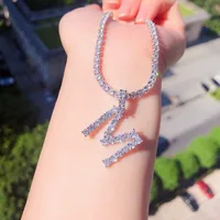 

2020 the most popular custom diamond jewelry gold initial letter necklace