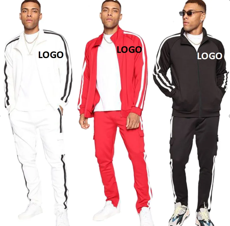 

Man Newest Design Autumn Custom Zip Up Tracksuit Side Stripe Fitness Wear Comfortable High Quality Wholesale, As picture