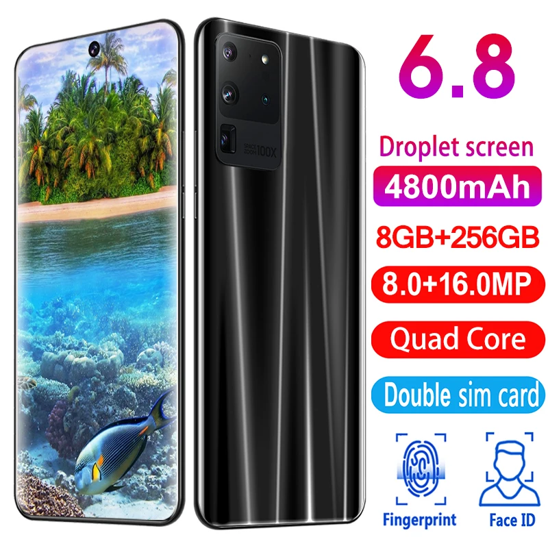 

Perforated camera S20+ 6.7-inch High-definition Face recognition Smartphone Four cameras Double open and double standby