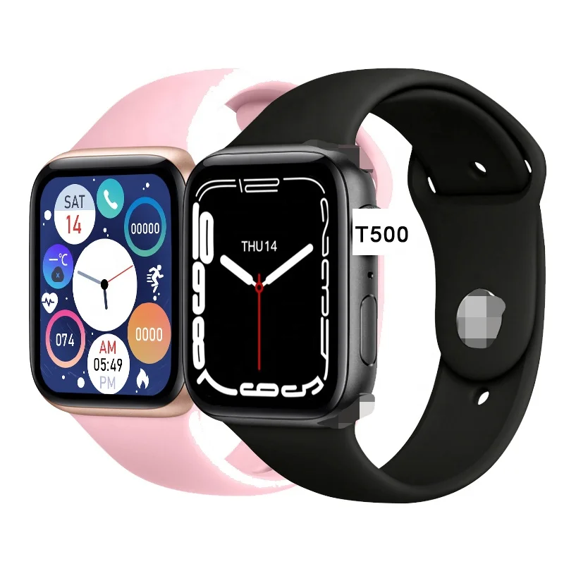 

T500 Smart Watch Hot Sale Bt Call 1.44inch Full Touch Screen Wristwatches Heart Rate Relojes Waterproof Smartwatch T500, Black white pink