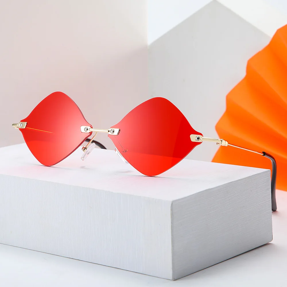 

DCOPTICAL 2021 Designer Fashion Shades Rhombus Lozenge Shaped Rimless Metal Arms Party Style Sunglasses