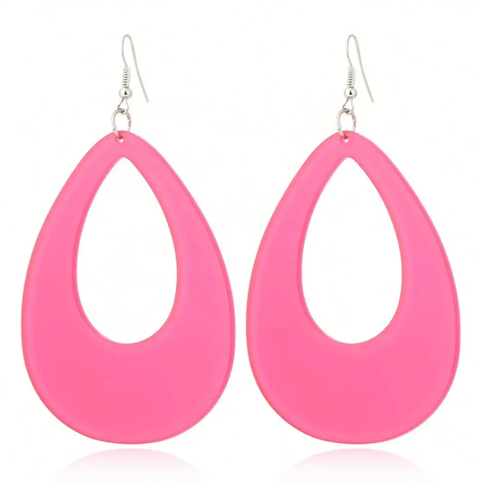 

Hollow Water Drop Acrylic Earrings Long Personality Geometric Earrings, Picture