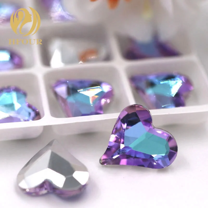 

K9 Glass Heart Shape Nail Art Rhinestones, Crystal ab