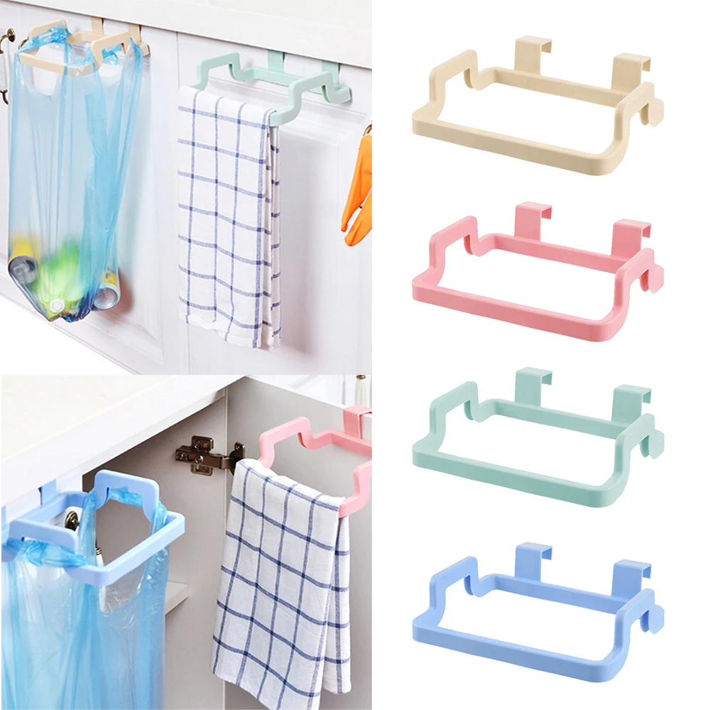 

Cabinet Bag Holder Multifunctional Door Plastic Storage Bar Organizer For Kitchen Bathroom Shower Trash Garbage Bag Holder, Greem||pink||blue||beige