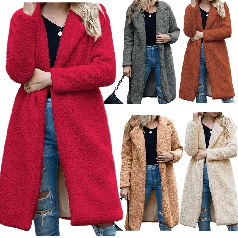 

Best Selling 2020 Winter Plus Size Thick Women Turn Down Collar Overcoat Teddy Long Lambswool Coats For Ladies Girl, White