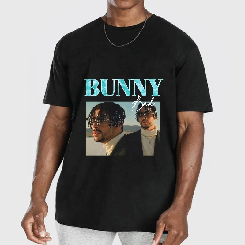 

Wholesale Fashion Hip Hop T Shirt Menshort sleeve T-Shirts Bad Bunny Print Tees oversized t-shirt