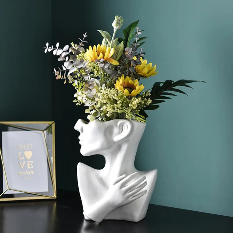 

Resin Vase Home Decor Flower Vase Human Statue Flower Pot European Style Vases for Home Decor