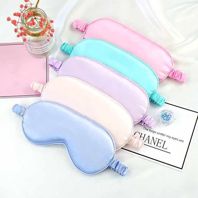 

Double-Sided Shading Sleeping Eyepatch Faux Silk Pure Color Breathable Santin Eyemask