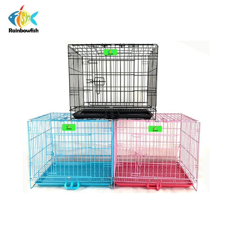 

foshan manufacturer wholesaler dog kennels cages thick wire mesh iron Corner pet cages with skylight easy for transportation