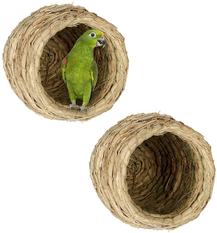 

Natural Grass Woven Birdhouse Resting Breeding Nesting Cages Bird Cage Parrot