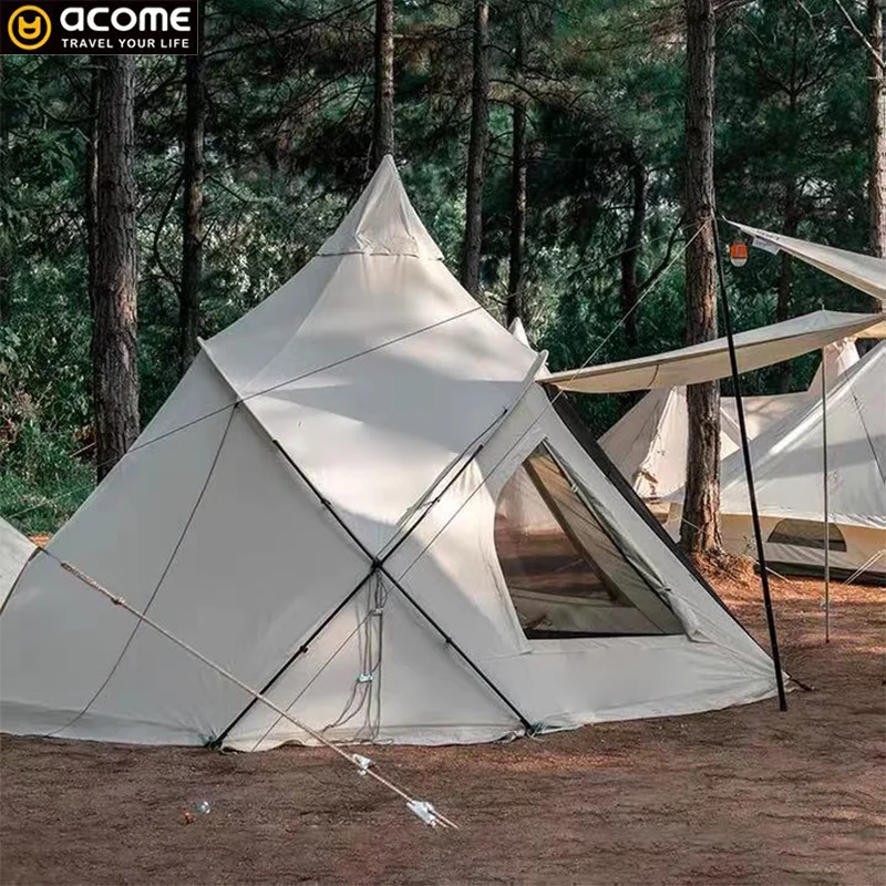 

ACOME 3-4 person camping tipi tent double layer outdoor Indian teepee bell tent