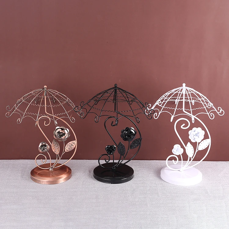 

Metal Rose Umbrella Jewelry Display Stands Ladies Bracelets Display Jewelry Holder Stand Display, Black, white, brass