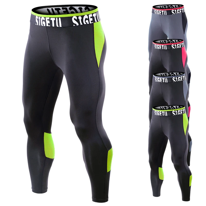 

New Men's tight Running Sweating Quick Drying Trousers Male Compression Pants Printing Splicing Sports Fitting Training, Customized colors