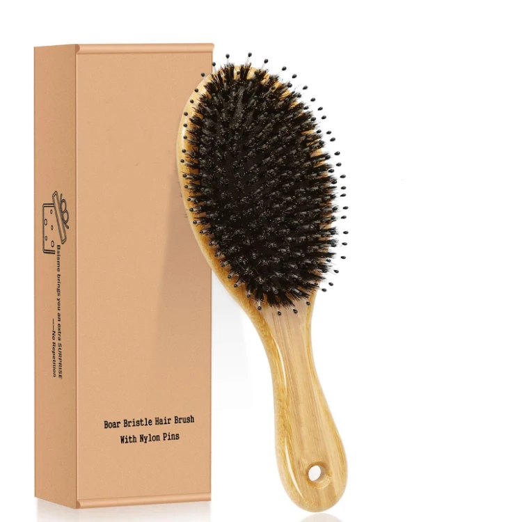 

Hair Brush Comb Set Boar Bristle Hairbrush Anti-static Wooden Massage Comb for Men, Women and Kids