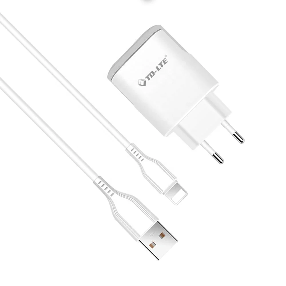 

Eu 18W QC3.0 1 Port Usb Home Quick Charger Adapters Mobile Cell Phone LED Travel Fast Charger With 1000mm 8pin Cable, White/ black