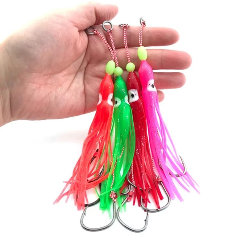 

Brand New 40g-200g Big Game Squid Jig Lures With BKK Double Hooks Vertical Saltwater Speed Jigging Artificial Lures, 5 colors