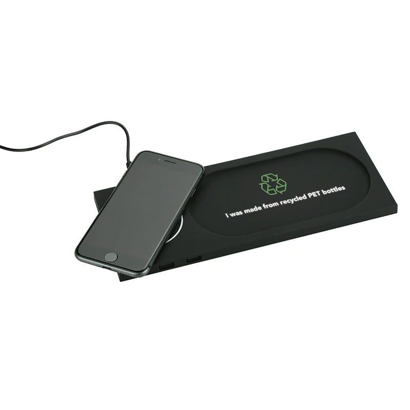

mobile phone charger wireless charging pad usb hub OEM LED logo Office Wireless Charger pen holder, Black, other costomized color