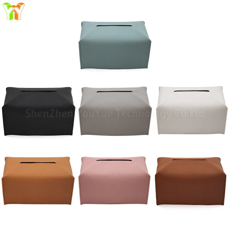 

ready to ship rectangle PVC Leather Facial Tissue Box Holder/Decorative Rectangular Square Tissue Box Cover for Bathroom
