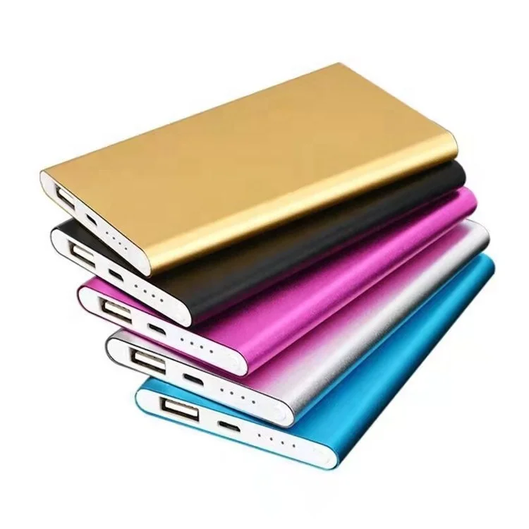 

Amazon Hot Sale Power Bank 5000mah, Custom logo Portable Power Banks, Portable Charger 5000mAh Ultra Slim Alloy Powerbank, Silver, black, red, blue etc