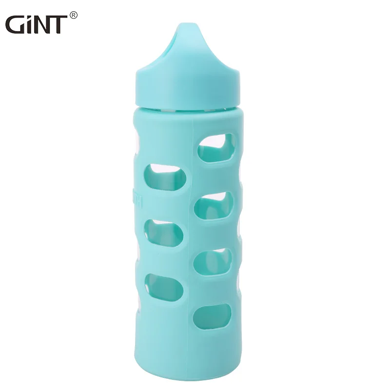 

GiNT 580ml Great Quality Anti-scald Silicone Rubber Water Cup Glass Water Bottle for Mother's Day Gift, Customized colors acceptable