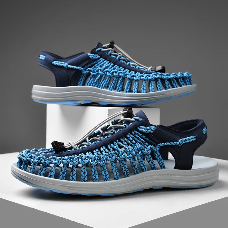 

YQY218 2021 Spring and Summer New Color Matching Designer Slippers Tide Shoes Plus Size Mens Beach Casual Sandals For Men