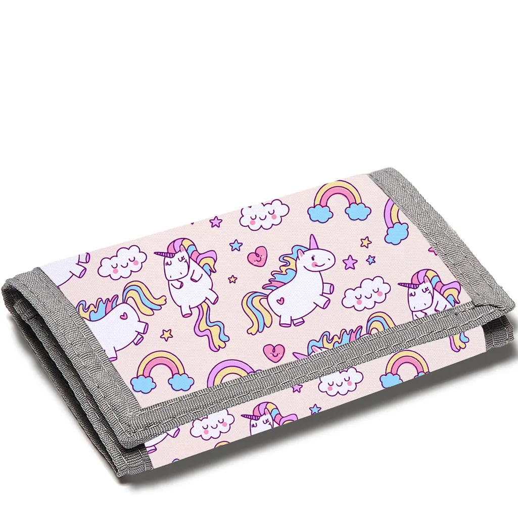 

New Arrivals Custom design cartoon Unicorn sublimation blanks zipper money clip children kids card holder coin wallet purse
