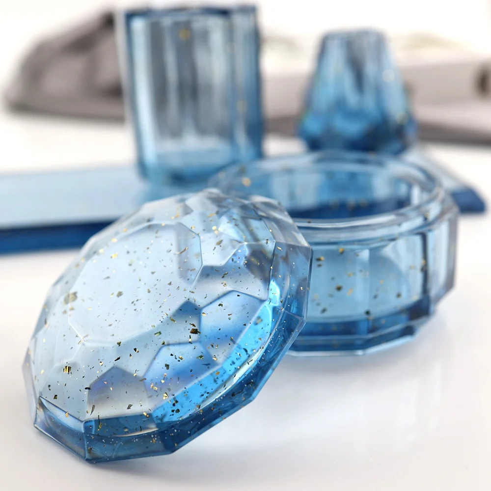 

DM310 DIY Crystal Epoxy Resin Pen Holder Moldes De Silicona Cube Cylinder Vase Jewelry Storage Box Silicone Mold, Translucent