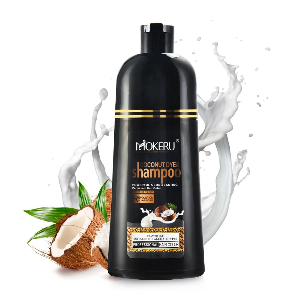 

Dropshipping MOKERU Long Lasting Fast Black Hair Shampoo Organic Pure Natural Coconut Oil Hair Dye Shampoo for Hair for Women, 9 colors