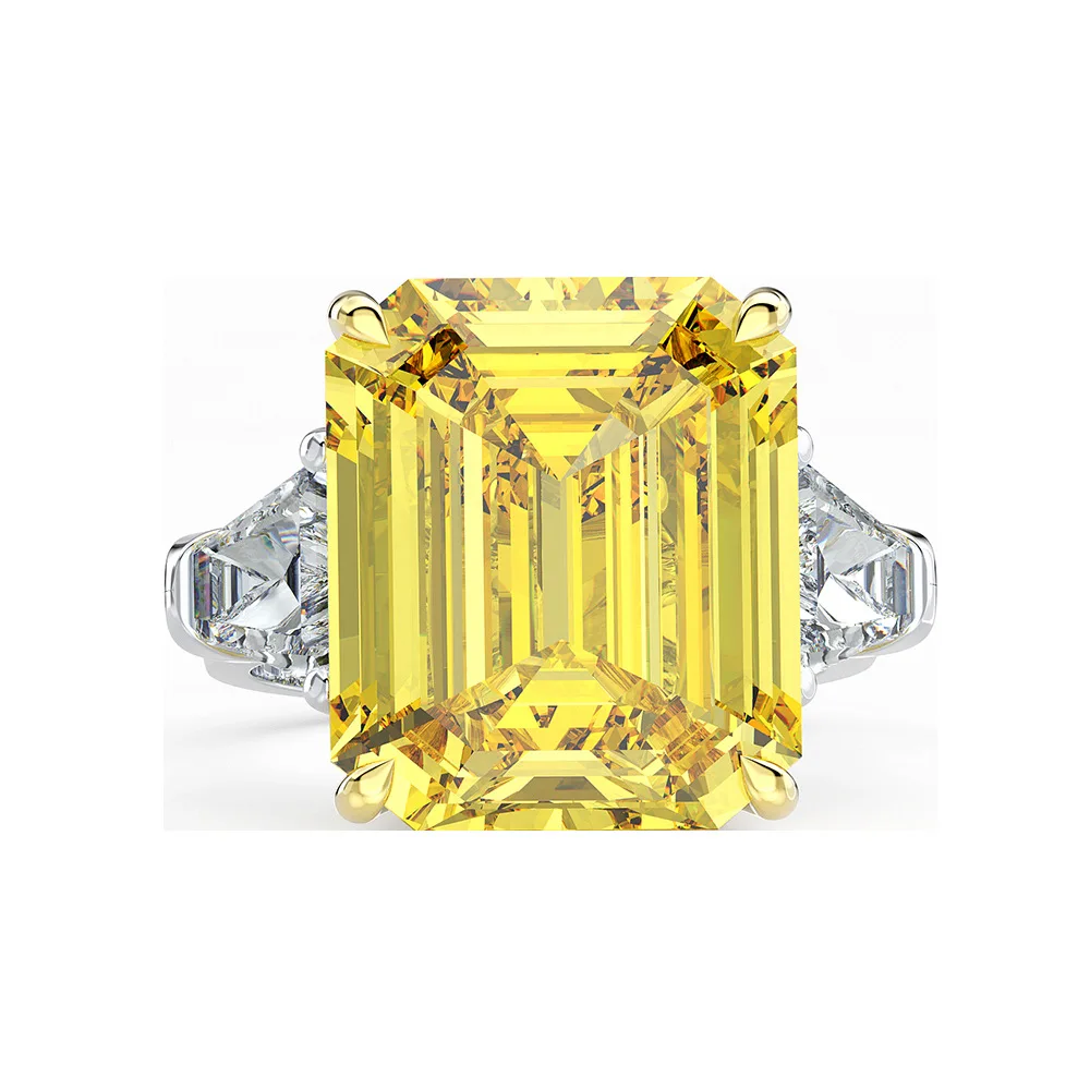 

S925 sterling silver shiny square diamond rectangular female ring simulation diamond ring wedding ring, Picture shows