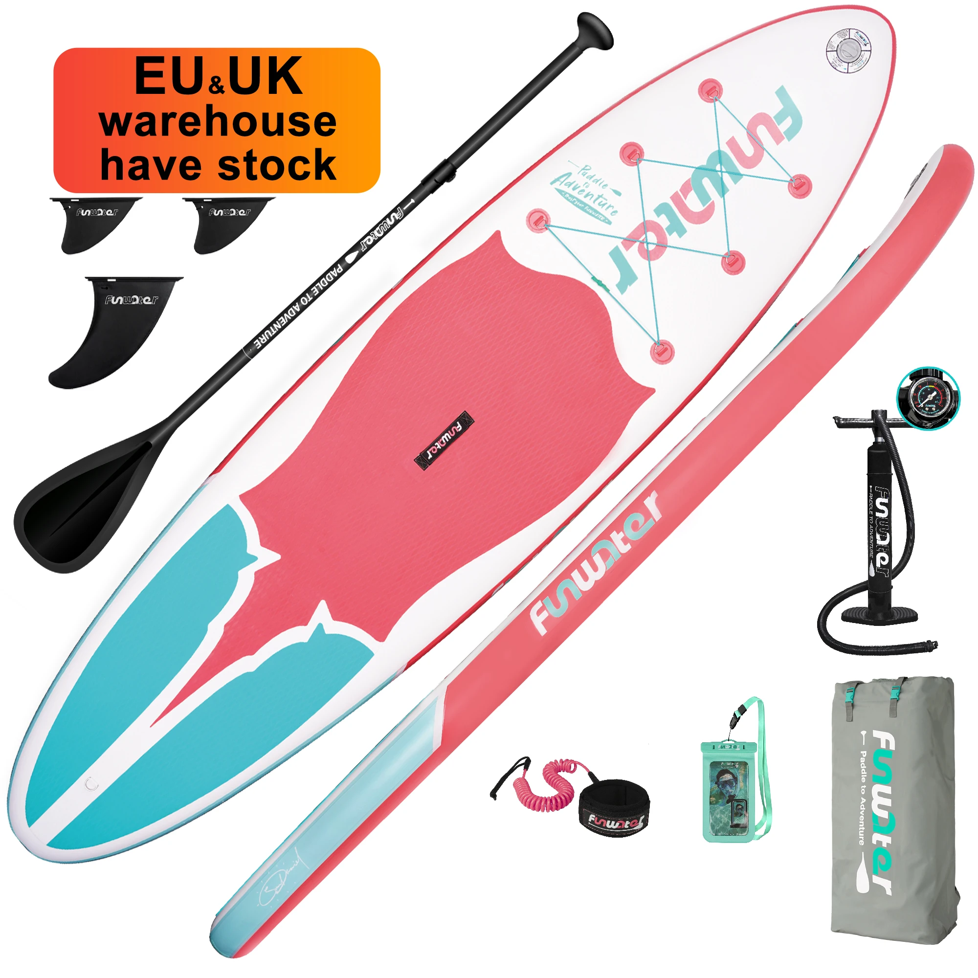 

FUNWATER Dropshipping OEM surf board pvc inflatable pink paddle board wholesale yoga pedal board sup surfboard paddlesurf water