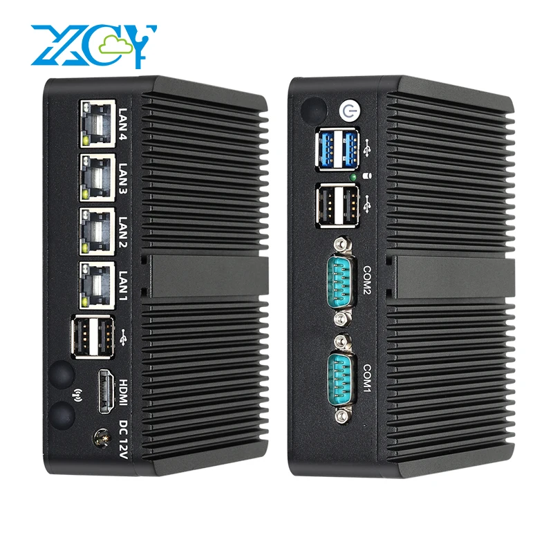 

XCY Fanless Mini PC J6412 DDR4 M.2 NVMe SSD 4x 2.5GbE LAN RS232 RS485 DB9 6x USB WiFi 3G 4G LTE Pfsense