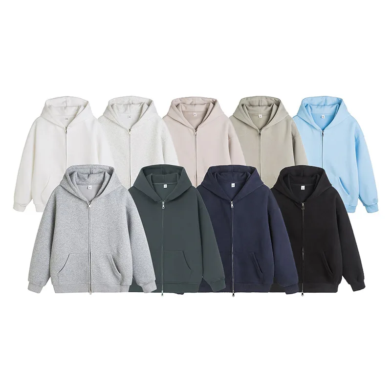 Hooded Zip Up Sweatshirt French Terry Lining