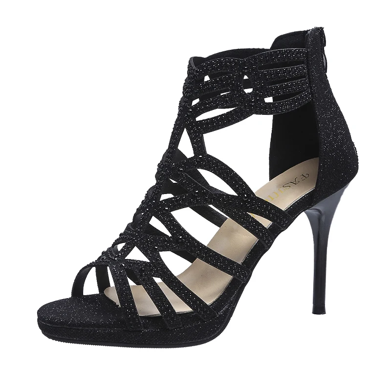 

2021 New Arrivals 9cm Rhinestone Decoration Hollow Out Other Trendy Shoes High Thin Heels Pumps For Women