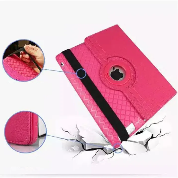 

New 360 Degree Rotating Platin Solid Color Leather Stand Case Cover for iPad 4 3 2 Mini Air 9.7 2018