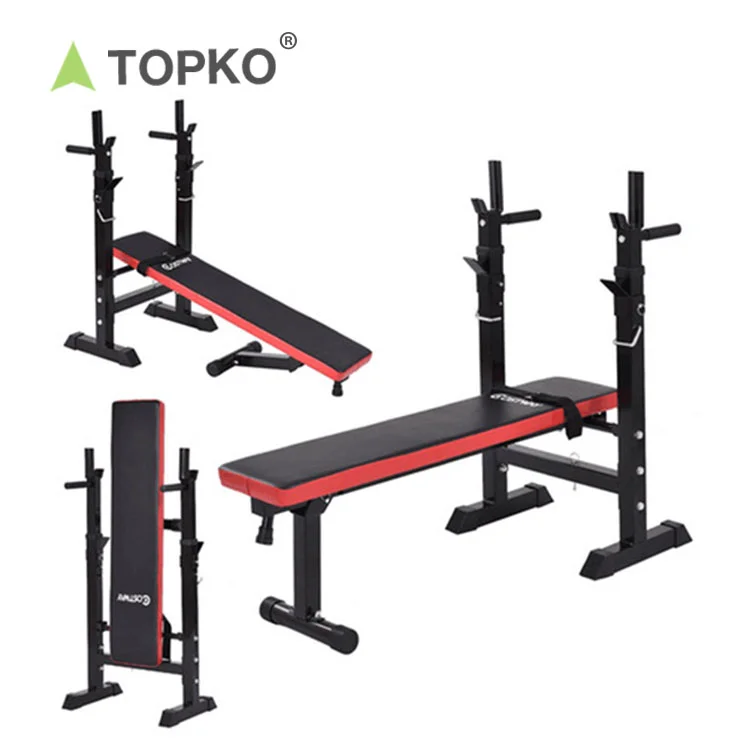 

TOPKO adjustable foldable weight lifting training bed bench press squat barbell bench, Black