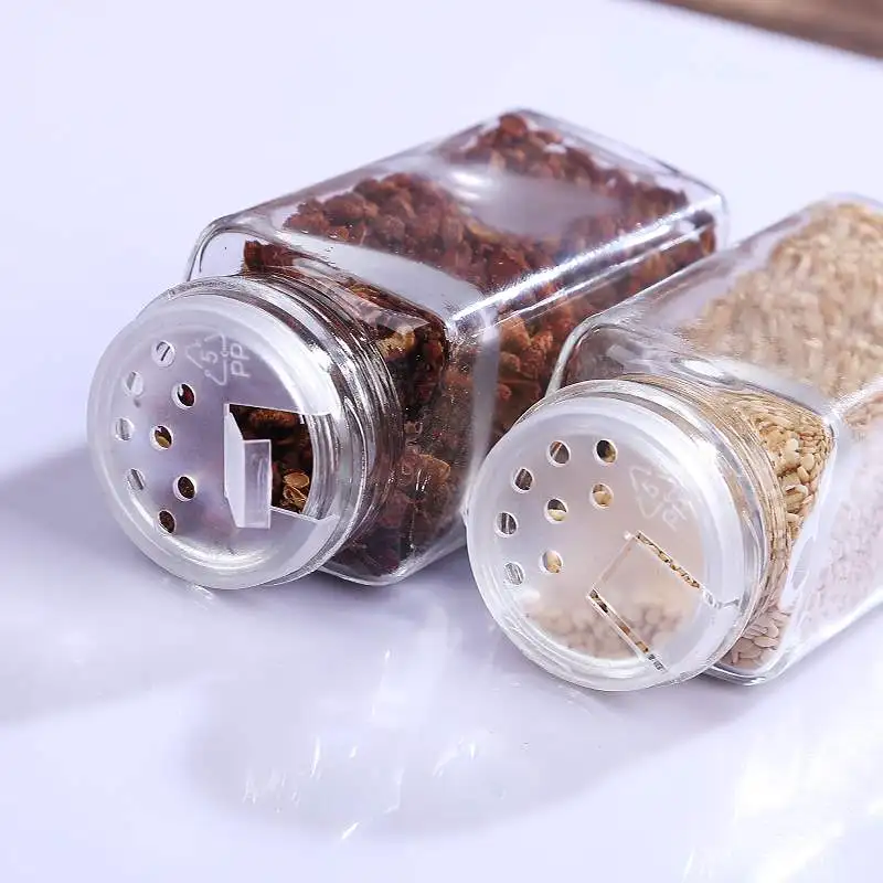

Sale Empty Square Kitchen 4oz 120ml Glass Storage Container Seasoning Bottles Pepper Glass Spice Jar with Shaker Metal Lids