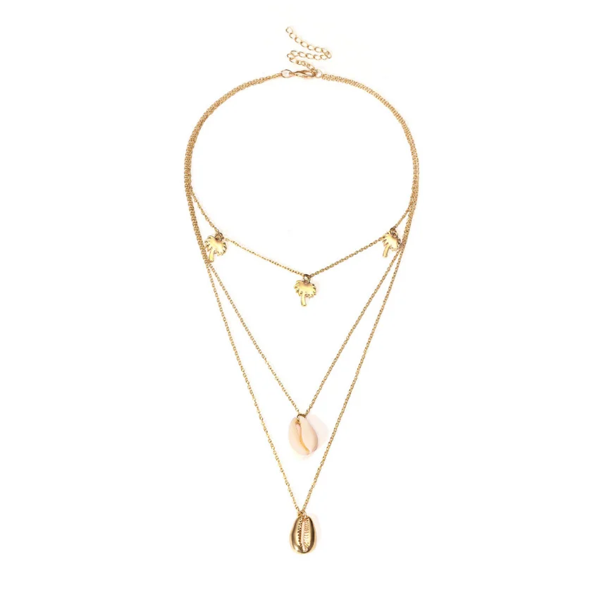 

Bohemian multi-layer natural coconut tree shell pendant necklace summer beach jewelry, Picture