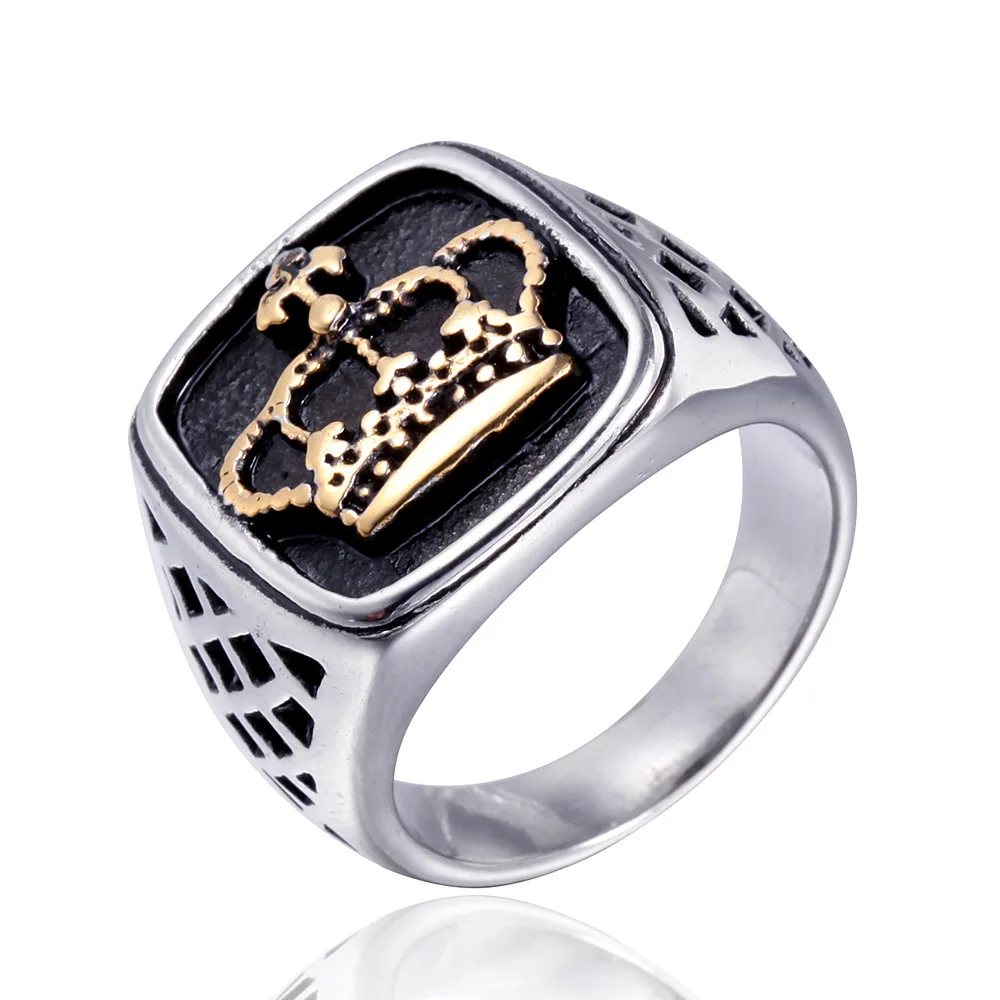 

Good technology production fashion jewelry mens ring titanium steel men's ring, Steel color/between gold
