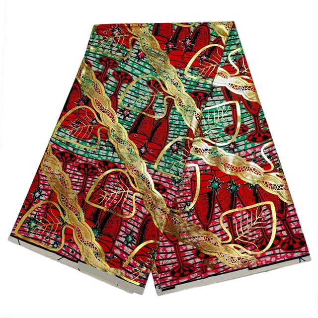 

African Golden Wax Fabric 100% Cotton Print Batik Textile Ankara Style Super Original Wax Pagne Cloth Jacquard Weave Design