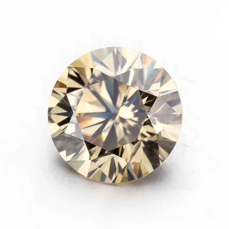 

starsgem synthetic diamond round brilliant cut 1.5ct champagne moissanite stone