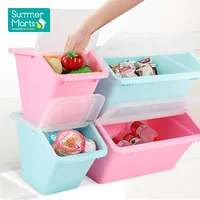 

Factory Wholesale Large Capacity Clear Stackable Snack Bins Plastic Storage Boxes with Lid