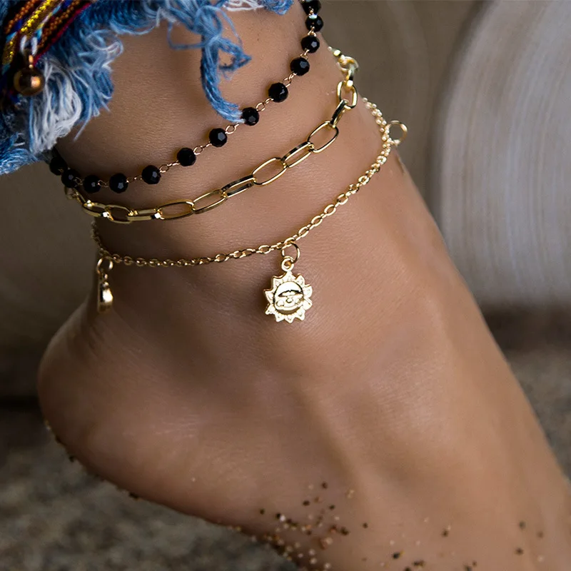 

Trendy Raided Wire Rope Bohemia Star Tassel Pendant Chain Anklet Suit Love Heart Arrow Foot Jewelry Charm Anklets