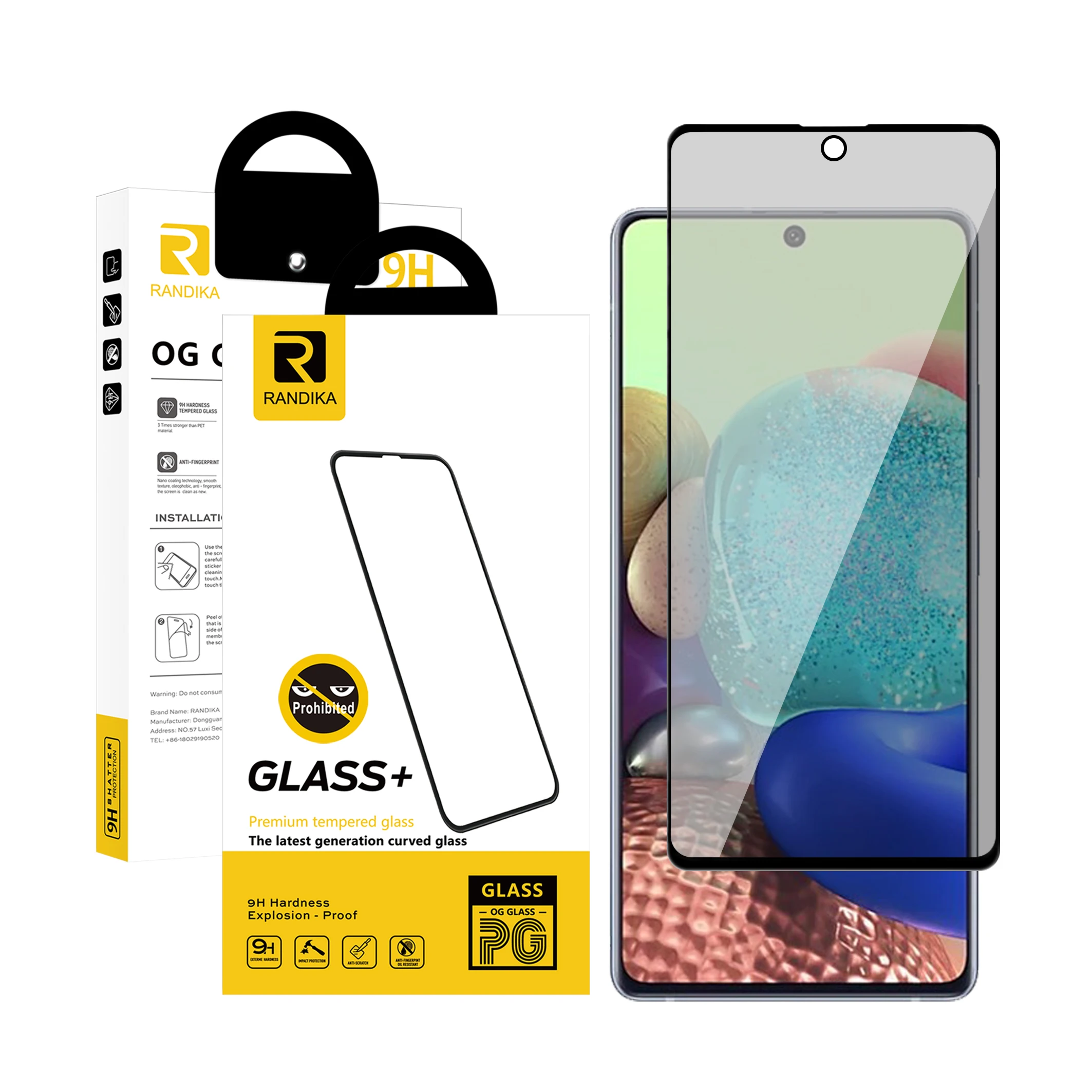 

1 PACK for Samsung galaxy a71 note10 lite Honor 10x lite universal screen protector tempered glass privicy, Black