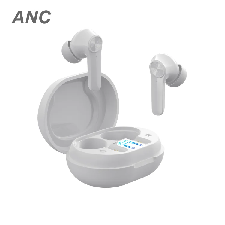 

2021 New Arrive Real ANC D01 Tws Earphone Active Noise Cancelling In-Ear Headset Waterproof Earbuds with Charging Box D01, Balck/white