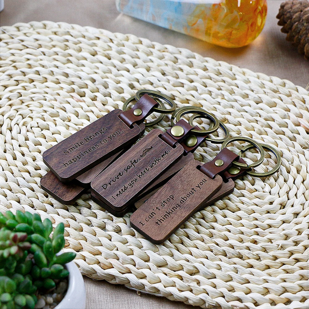 

Hot Sale Fashion Wooden Key Ring Custom Car Keychain Leather Keychain